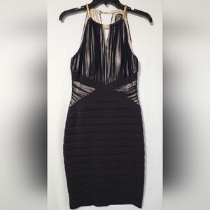 Jax Black and Gold Halter Midi Dress